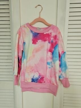 Girls' Pink Tie-Dye Pullover Sweatshirt